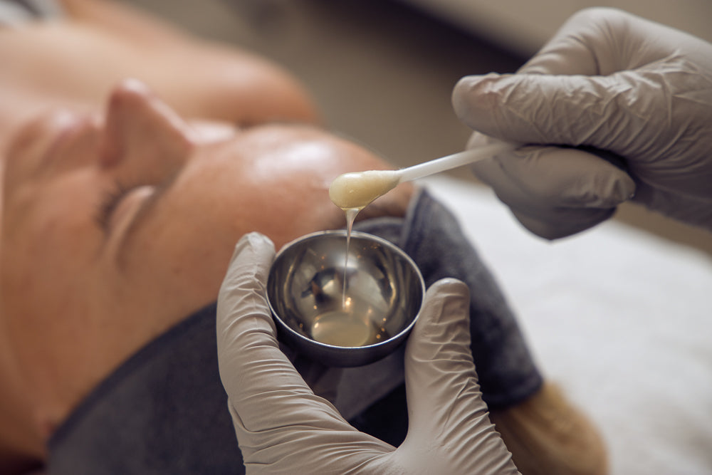 Guest in spa receiving an advanced chemical peel.